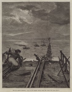 El desastre del puente Tay, vista del puente roto desde el extremo norte